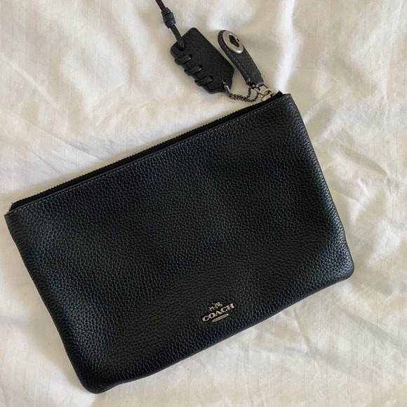Coach Nomad Black/White Pebble Leather Clutch - Picture 3 of 3